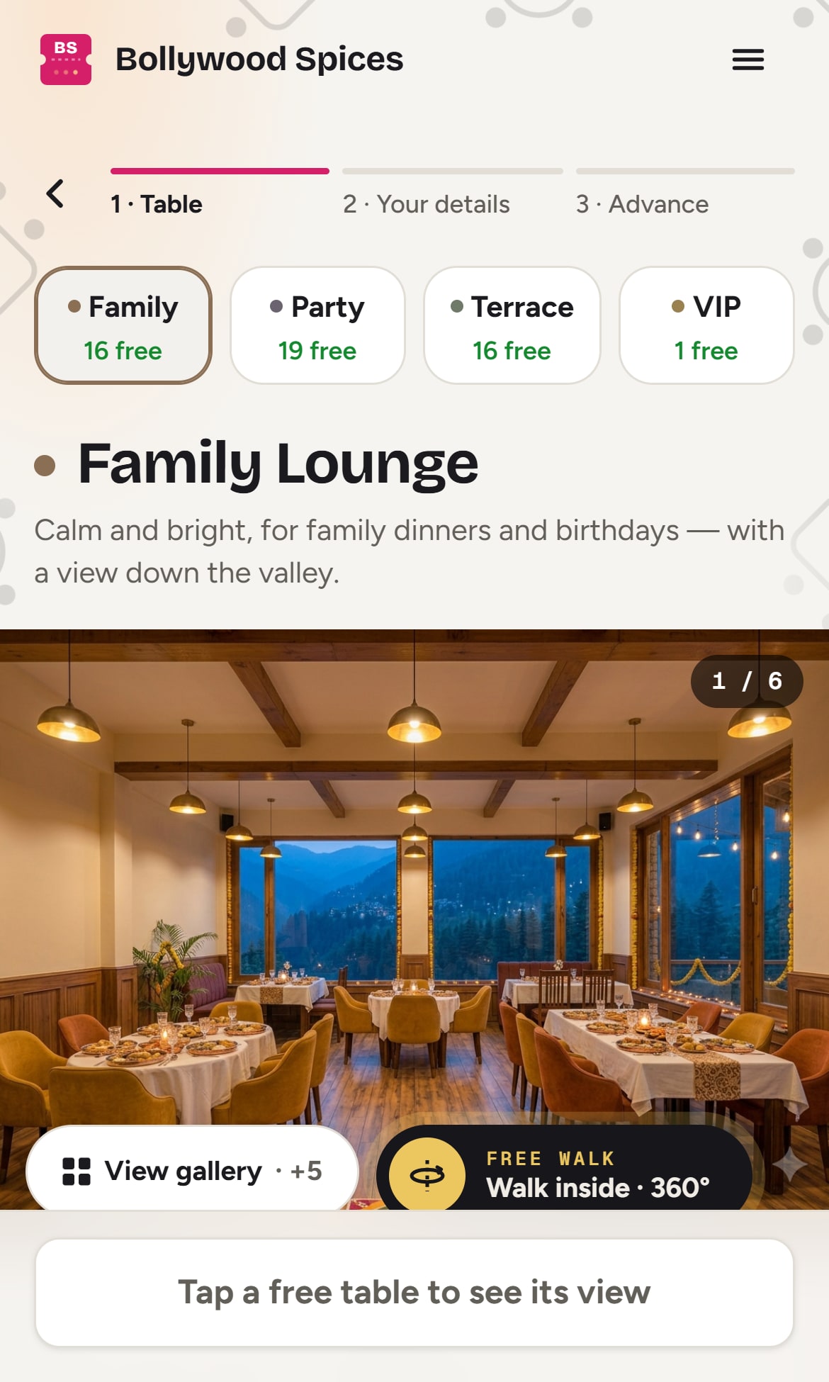Choosing the lounge and the table