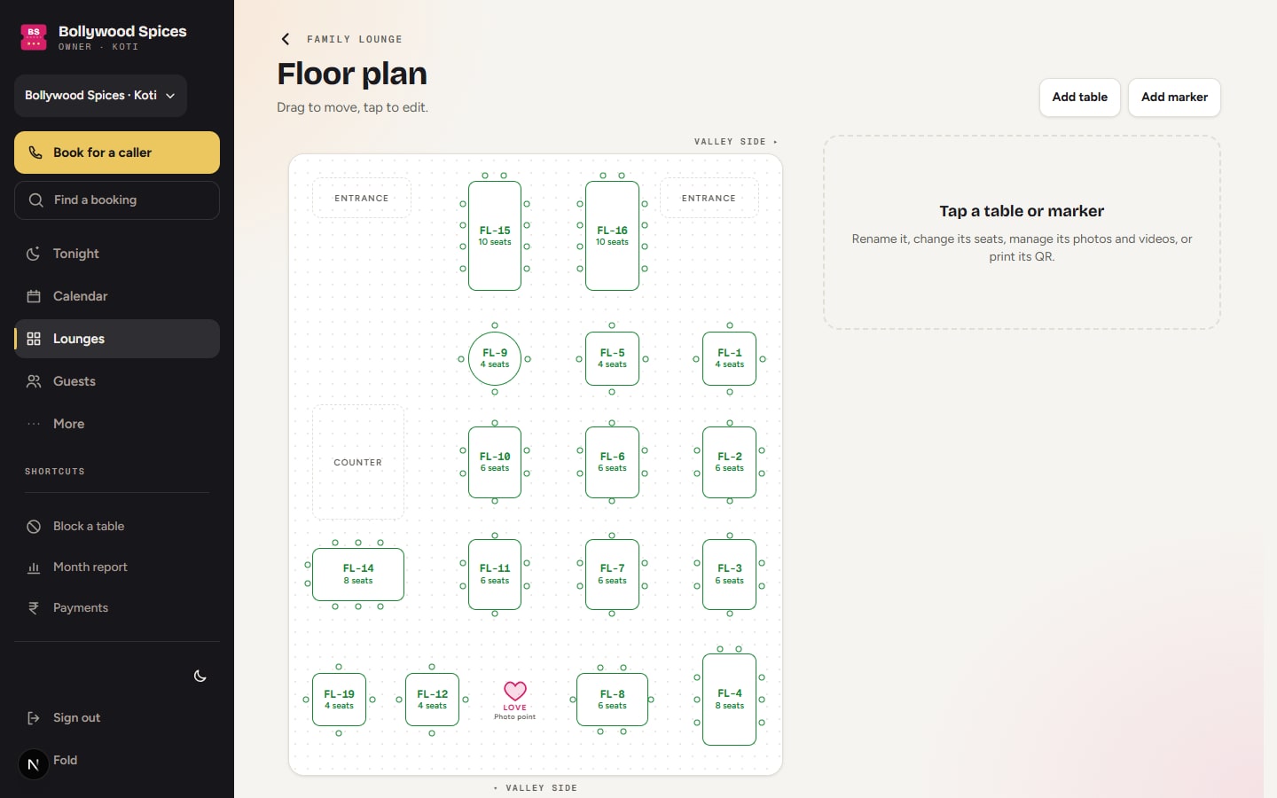 The floor plan, drag to move
